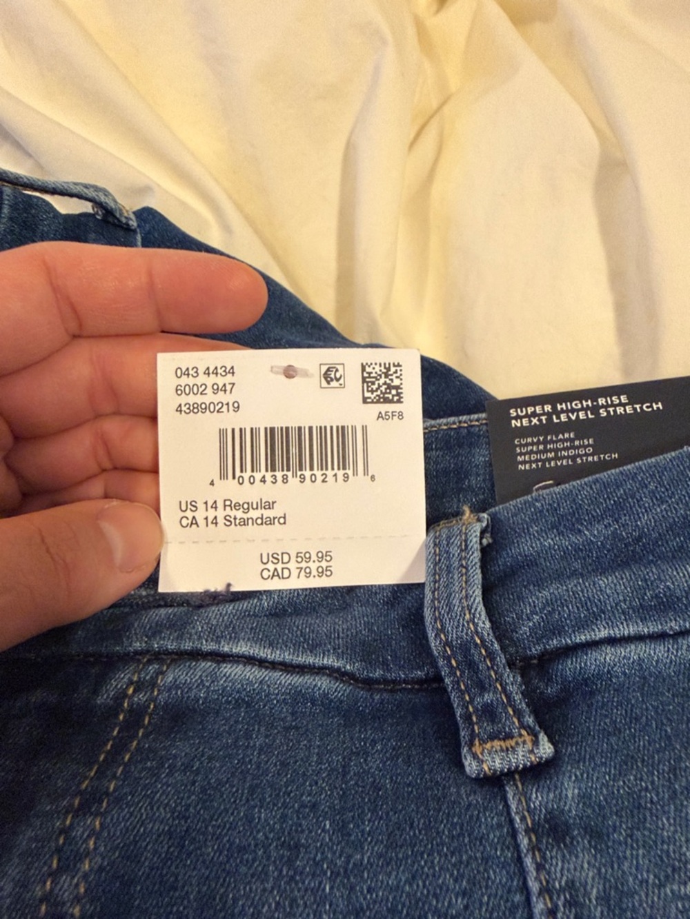 Women’s Blue Flare Jeans - Classic Stretch Denim AE curvy flair - Picture 2 of 5